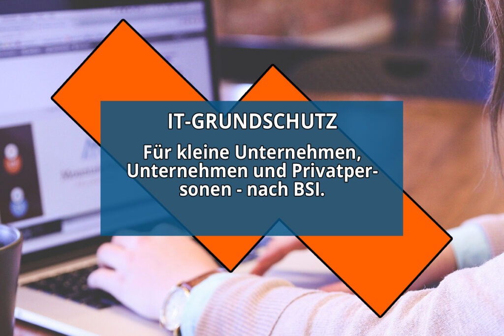 Bild mit Text: IT-Grundschutz-Ralfis-Blog und Frau am Laptop